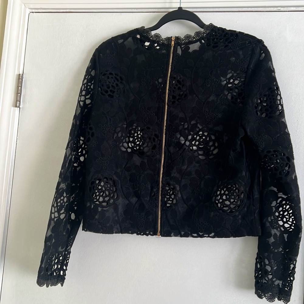 Black Lace Mesh Blouse - Picture 3 of 3